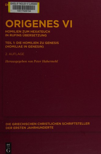 Cover of Homilien zum Hexateuch in Rufins Ubersetzung