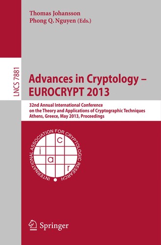 Cover of Advances in Cryptology - EUROCRYPT 2013