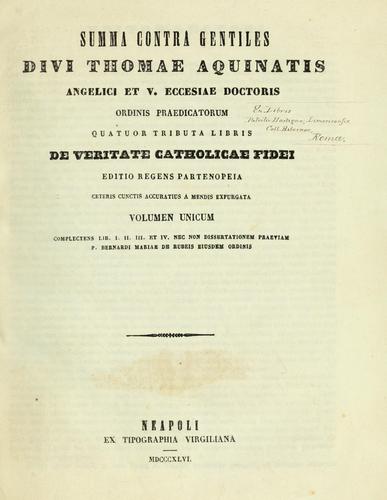 Cover of Summa Contra Gentiles