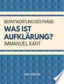 Cover of Beantwortung der Frage: Was ist Aufklarung?