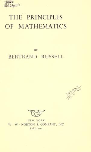 Cover of The Principles of Mathematics
