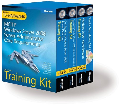 Cover of MCITP Self-Paced Training Kit (Exams 70-640, 70-642, 70-646): Windows Server(R) 2008 Server Administrator Core Requirements