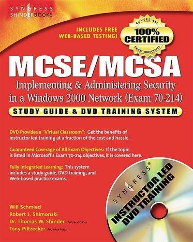 Cover of MCSE/MCSA Implementing and Administering Security in a Windows 2000 Network: Study Guide and DVD Training System