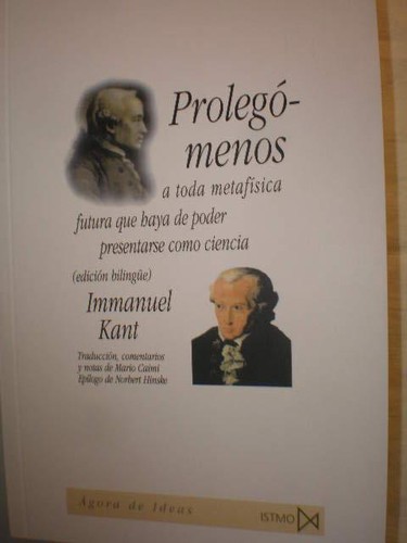 Cover of Prolegomenos a toda metafisica futura que haya de poder presentarse como ciencia