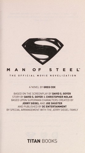 Cover of Man of Steel: The Official Movie Novelization