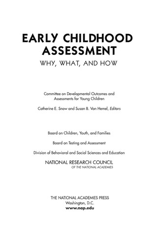 Cover of Early Childhood Assessment: Why, What, and How