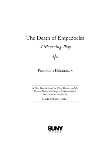 The Death of Empedocles: A Mourning-play
