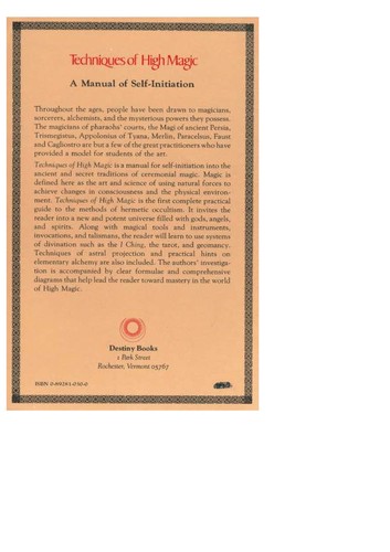 Techniques of High Magic: A Manual of Self-Initiation