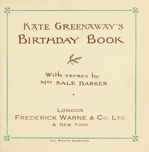 Cover of Kate Greenaway's birthday book.