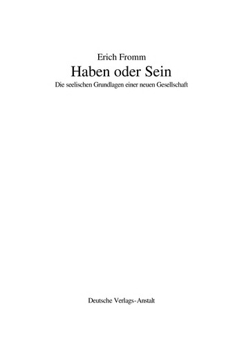 Cover of Haben oder Sein