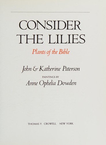 Cover of Consider the Lilies: Plants of the Bible