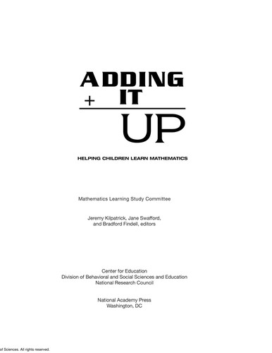 Adding It Up: Helping Children Learn Mathematics