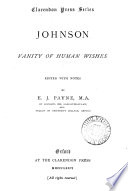 Cover of Johnson. Vanity of human wishes, ed. with notes by E.J. Payne