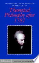 Cover of Theoretical Philosophy after 1781