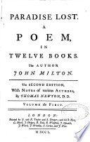 Cover of Paradise Lost a Poem in Twelve Books The Author John Milton The Second Edition With Notes of Various Authors by Thomas Newton